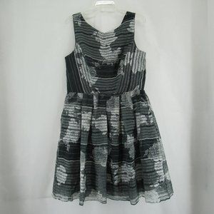 JULIAN TAYLOR Black White Floral A-Line Dress